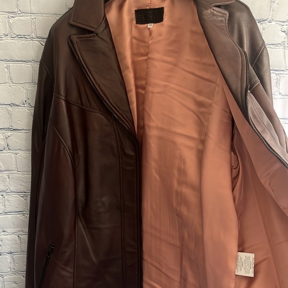CURGÈ Womans Brown Leather Zip Up Jacket Made in Italy size 3XL or EU‎ 56 NWT W3 - Picture 8 of 9
